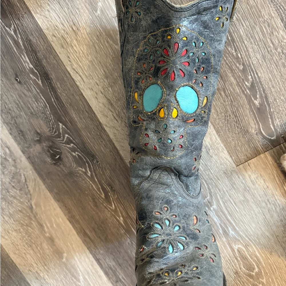 Corral Gray and Turquoise Heeled Boots